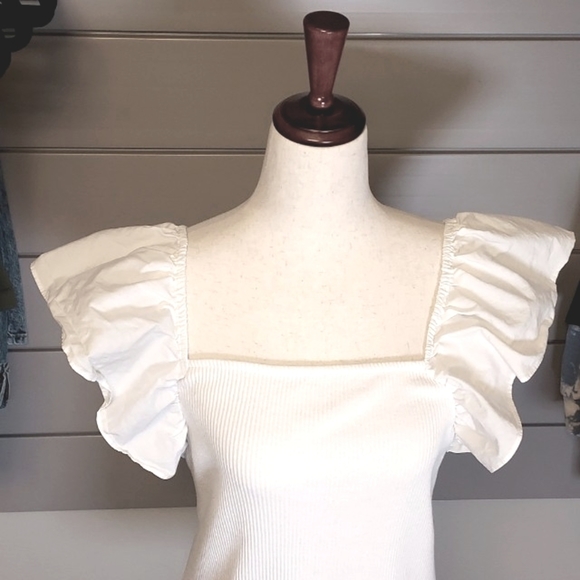 a new day Ribbed Flutter Sleeve Top - Picture 2 of 9